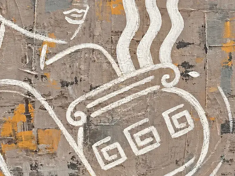 Close-up of the surface of The Sacred Gift by Isabelle Moreau Hamdan, showing line and texture
