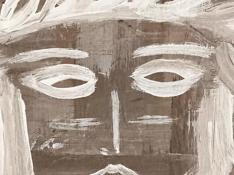 Close-up of the surface of The Witness by Isabelle Moreau Hamdan, showing line and texture